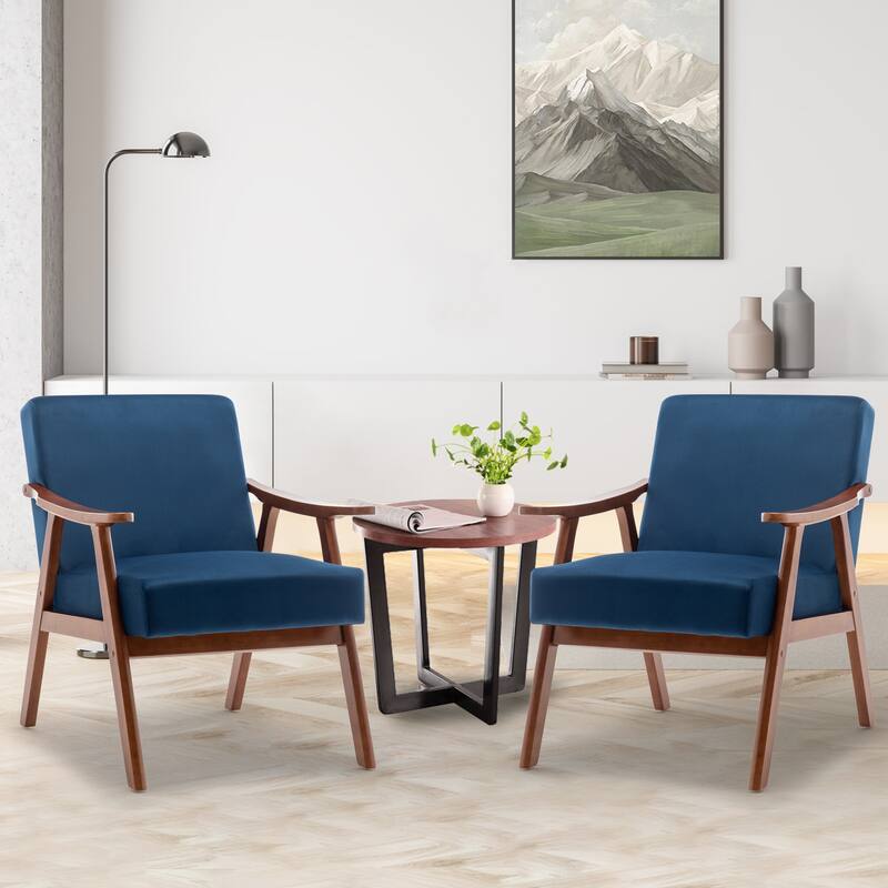 Modern Velvet Accent Chair with Solid Wood Frame