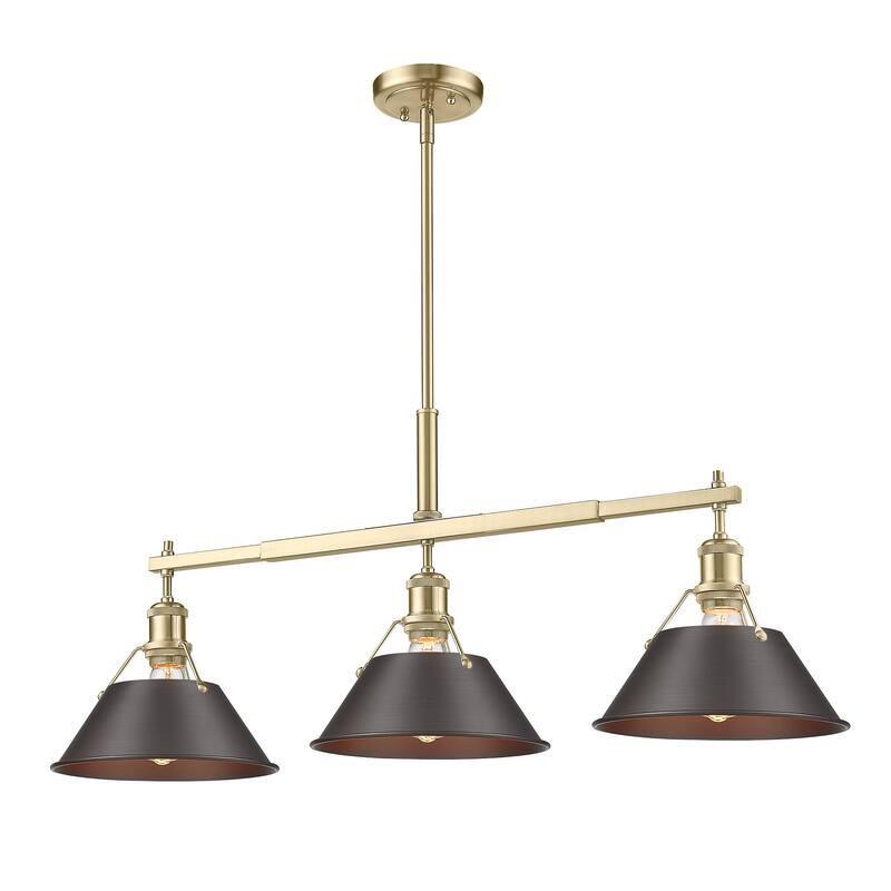 Yep by Golden Lighting Orwell 3-light Island Light in Brushed Champagne Brass and Rubbed Bronze shade - Gold