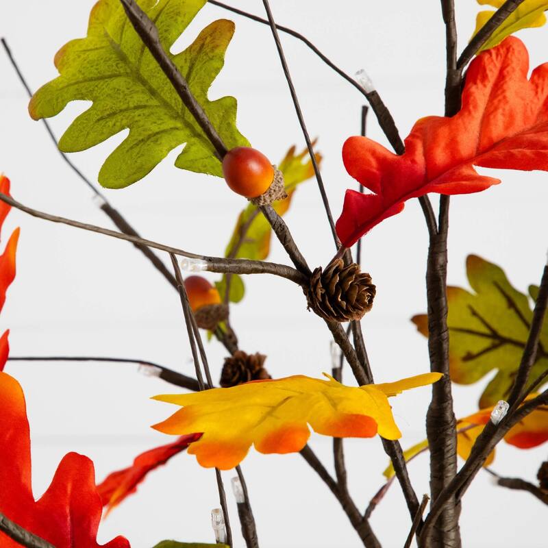 Pre-Lit Maple Artificial Fall Tree with Pinecones and Acorns - 3' - LED Lights