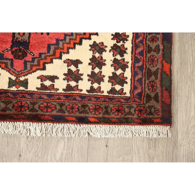 Geometric Persian Hamedan Area Rug Wool Hand-knotted Foyer Carpet - 3'3" x 4'9"