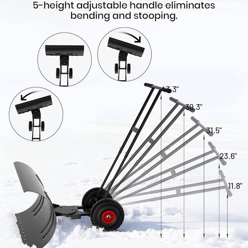 Heavy Duty Double Rod 29-Inch Steel Snow Shovel Plow for Driveways, Sidewalks, Yards