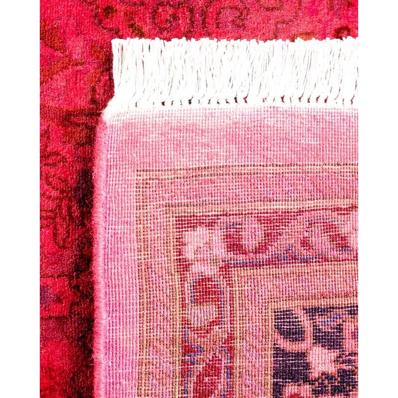 Overton Hand Knotted Wool Vintage Inspired Modern Contemporary Overdyed Pink Runner Rug - 2' 7" x 6' 2"
