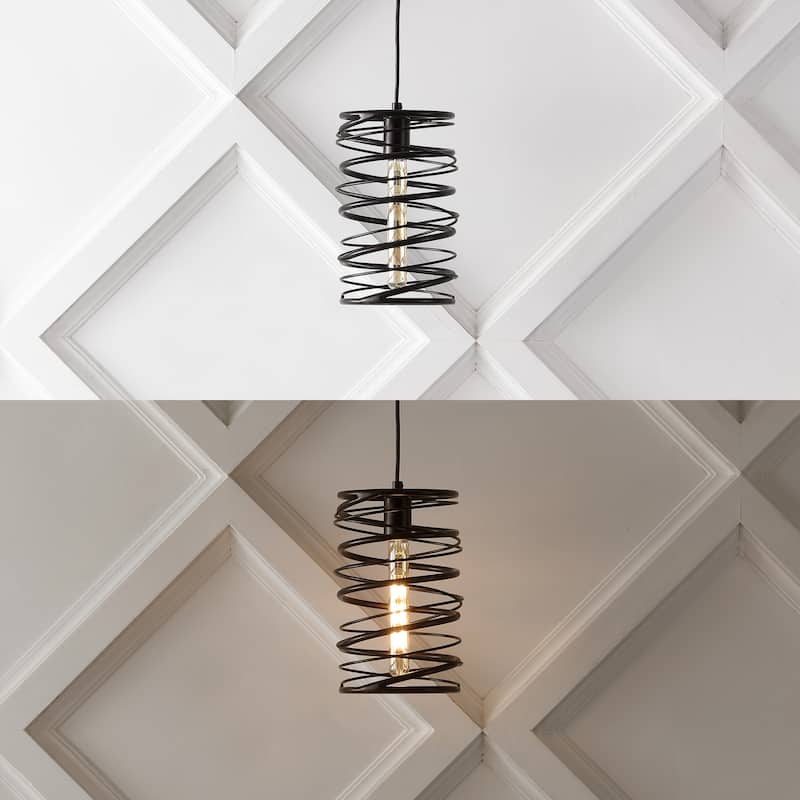 Skylar 7.25" 1-Light Modern Contemporary Iron Spiral LED Pendant, by JONATHAN Y
