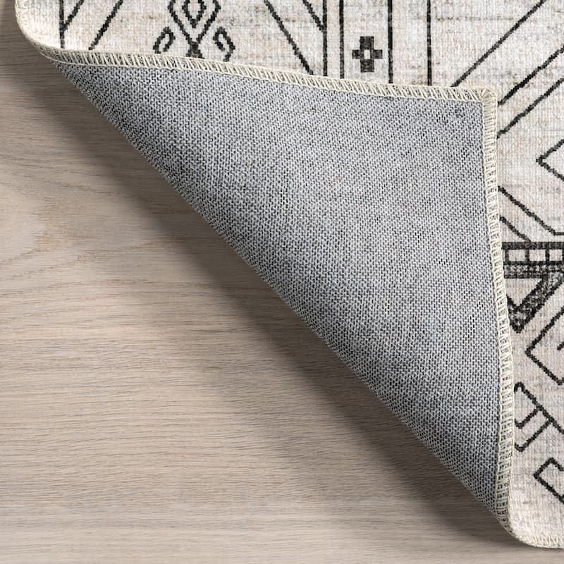 Nuloom Malena SpinClean Tribal Bordered Machine Washable Area Rug