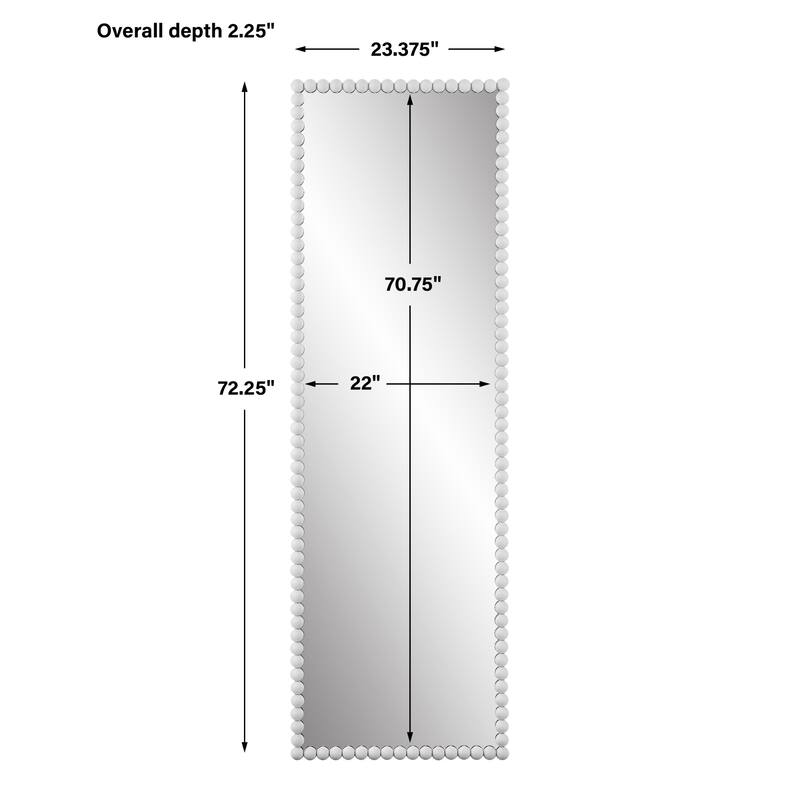 Beaded Frame Rectangular Full-Sized Mirror - 72.25" - White