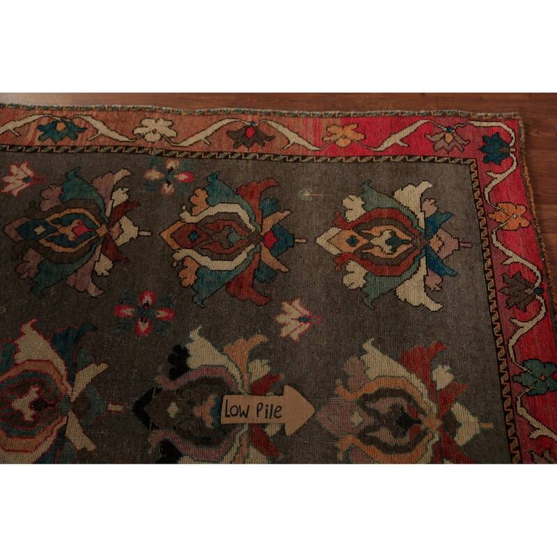 All-Over Brown Floral Gabbeh Persian Area Rug Hand-Knotted Wool Carpet - 5'2"x 9'0"