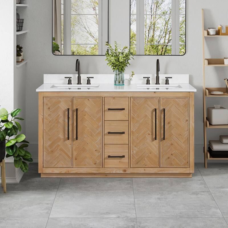 Altair Bellavia Bath Vanity in Weathered Fir no Mirror - 60 inch - Weathered Fir