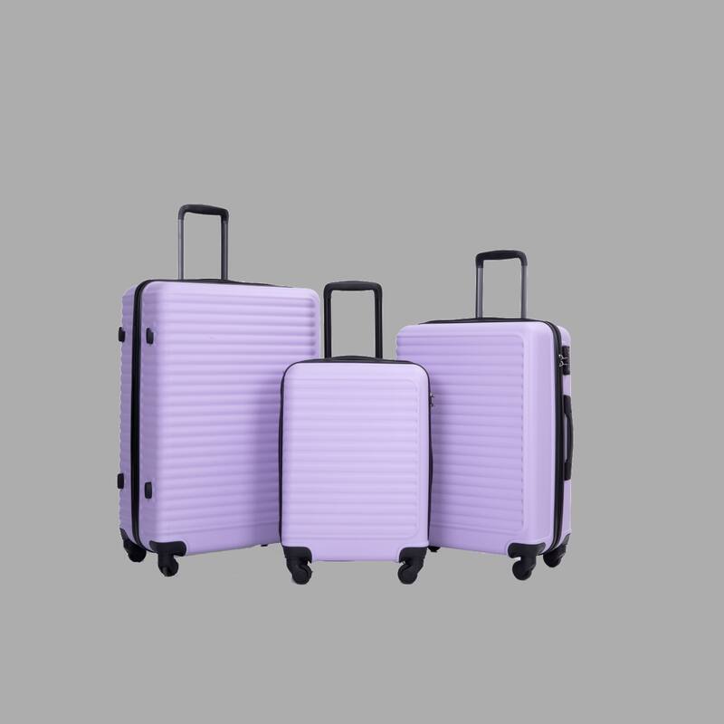 Durable 3-Piece ABS Luggage Set, Carry-On 20", Check-In 24" & 28" with Spinner Wheels