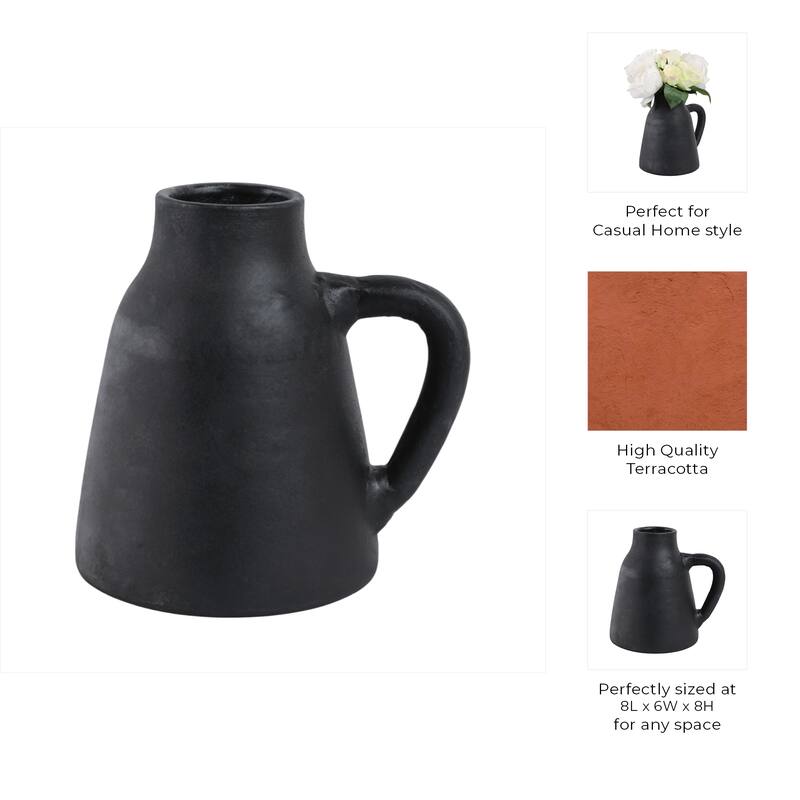 Terracotta Pottery Decorative Vase with Handles for Casual Home Decor