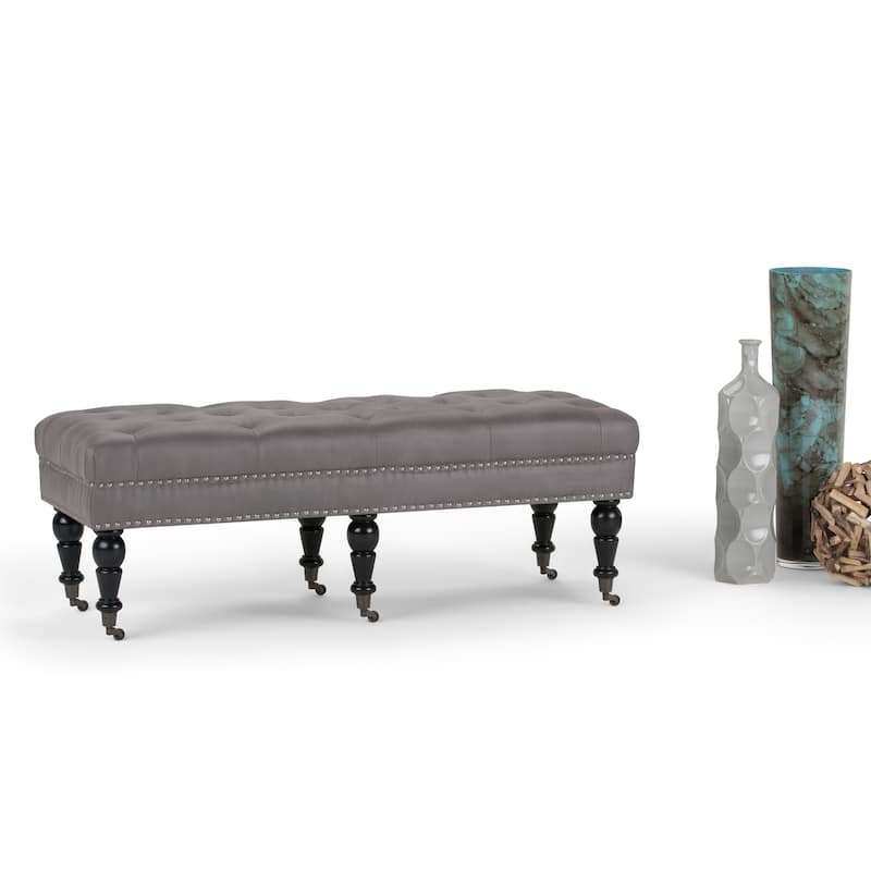 WYNDENHALL Donovan 49 inch Wide Traditional Rectangle Ottoman Bench Faux Leather