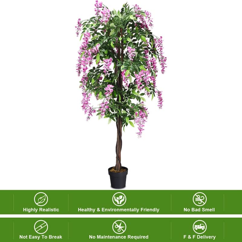 Artificial Wisteria Tree 6FT Indoor Outdoor with Adjustable Branches