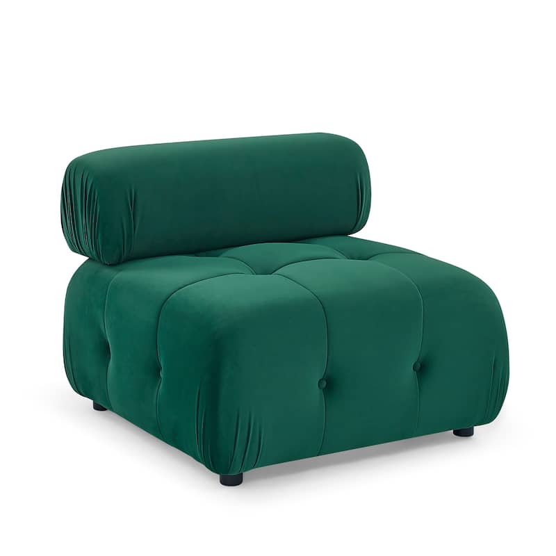 Green 93'' Modular L-Shaped 4 Seat Sectional Sofa with Reversible Ottoman, Button Tufted Design and Comfortable Cushions