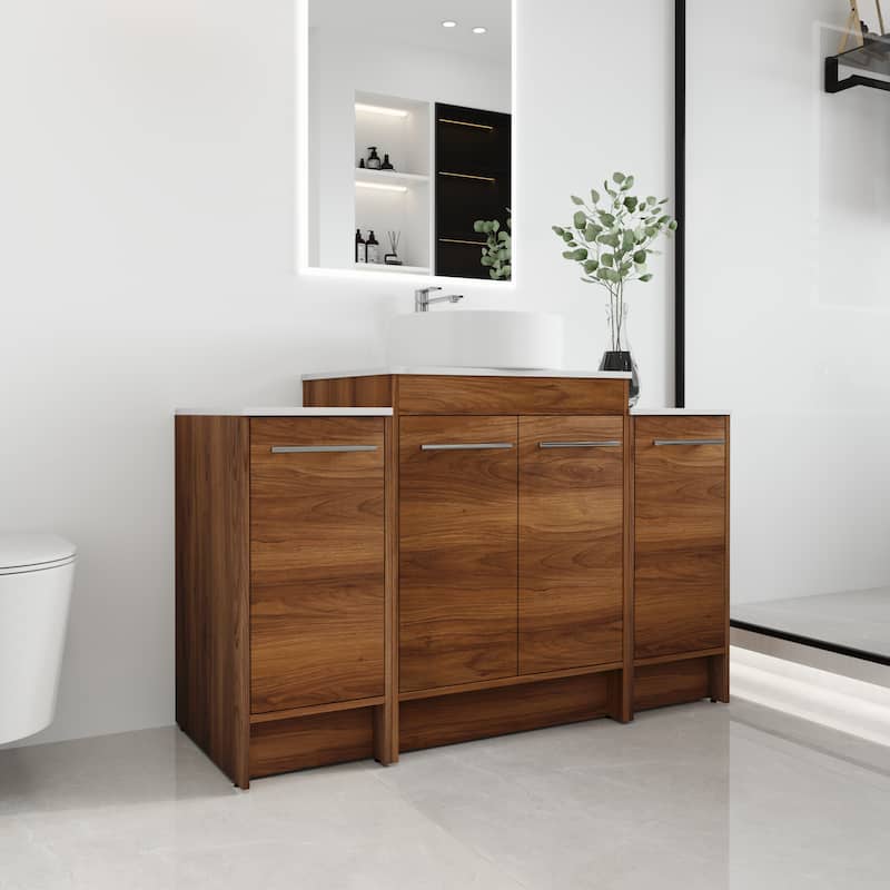 Malwee 24"/36"/48"/60" FreeStanding Bathroom Vanity, Floor Stand Bathroom Vanity with Ceramic Sink,Soft Close Door and Shelf