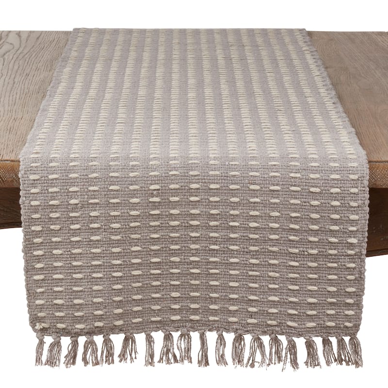 Dashed Woven Long Table Runner - 16x72" - Grey