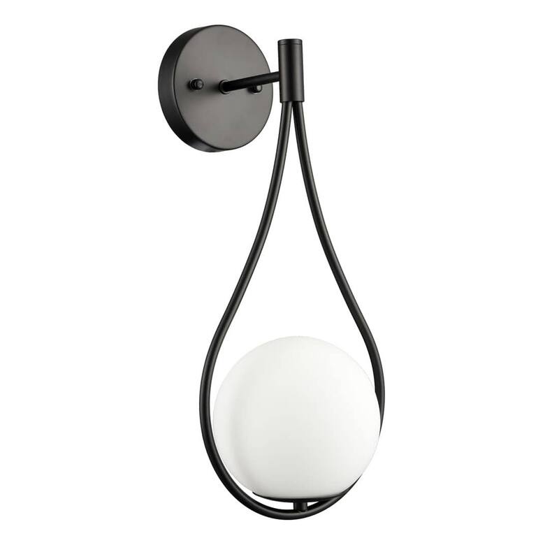 Porches Modern Wall Sconce with Opal Globe Glass Shade 2-Pack