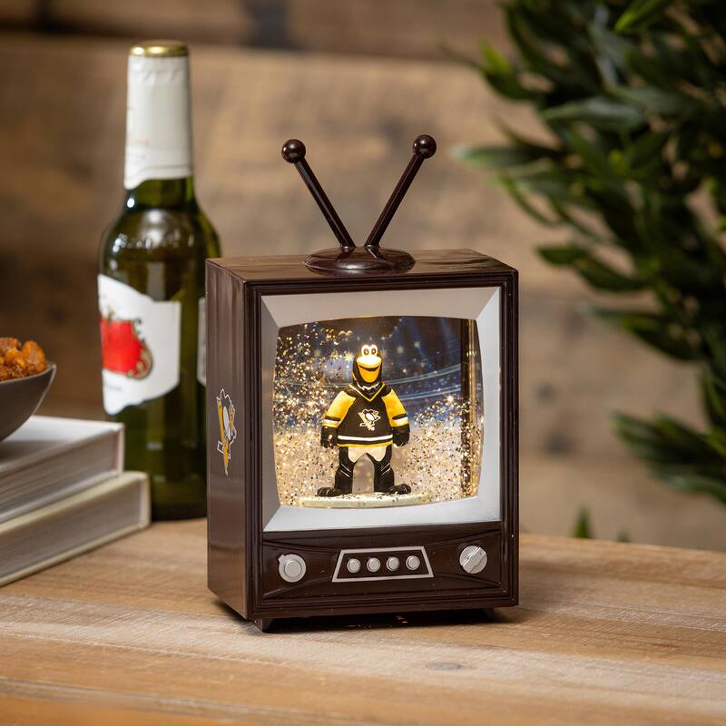Pittsburgh Penguins 8 in. Vintage TV Light Up Water Lantern Snow Globe with Mascot