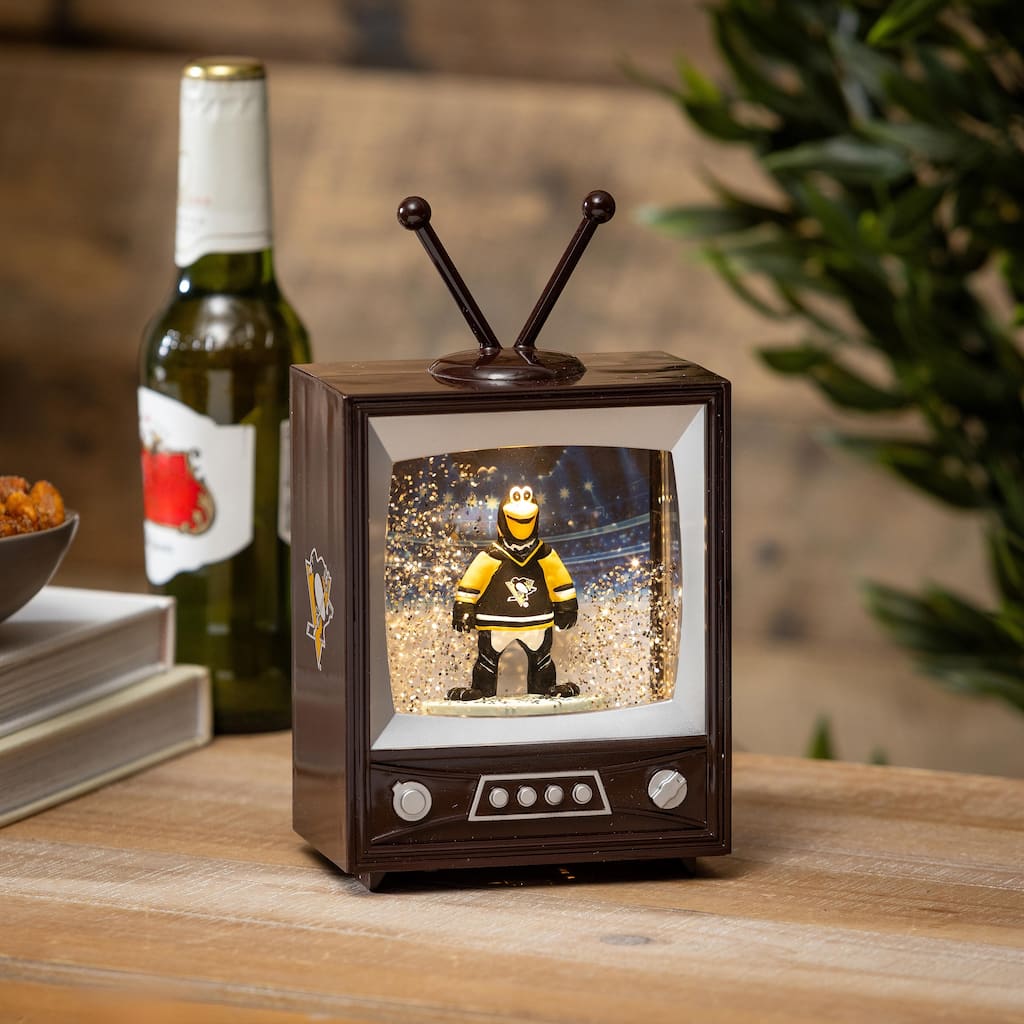 Pittsburgh Penguins 8 in. Vintage TV Light Up Water Lantern Snow Globe with Mascot