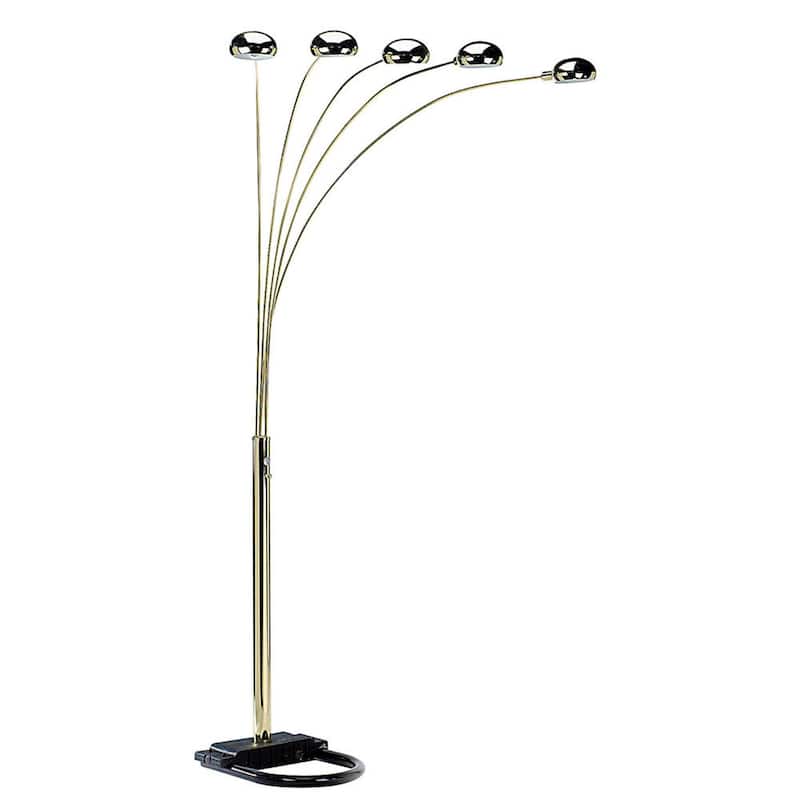 84 Inch Light Arc Floor Lamp with Dome Shade and Dimmer Switch - 50” x 45” x 84” - Gold