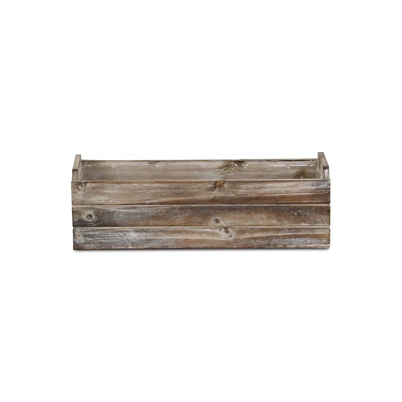 HomeRoots Brown Wood 200 Ounce Rectangular Distressed Planter Box - 14.25 in. x 4.50 in. x 5.25 in.