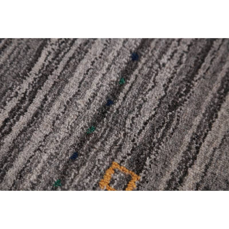 Hand Knotted Oriental 100% Wool Carpet Tribal Tribal Greys & Charcoal Gabbeh Area Rug - 9' 9'' X 8' 1''