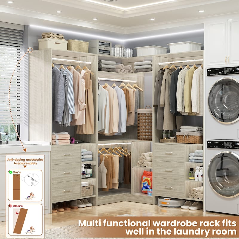 Cimly Set of 3 Freestanding Corner Closet System, Space-saving Closet Organizer for Walk-in/ Reach-in Closet