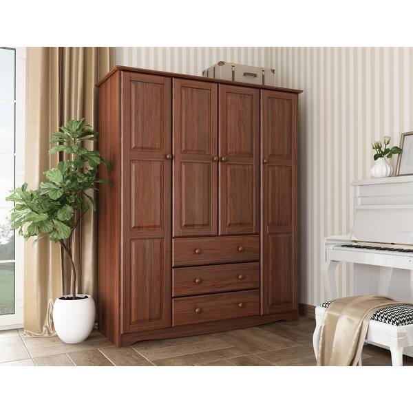 Shop Palace Imports Family 4 Door Solid Wood Wardrobe No Shelves