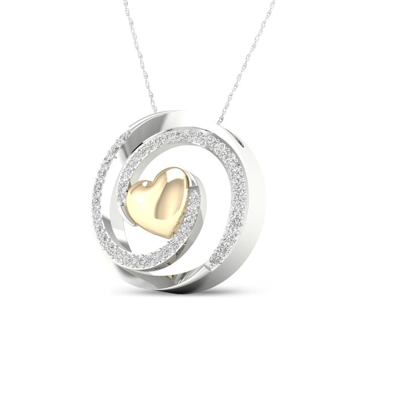 1/8ct TDW Diamond Swirl Heart Pendant in Silver for Women