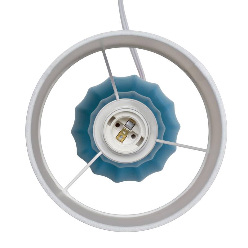 Stacked Double Gourd Ceramic Table Lamp with Tapered Shade - 12.5" - Teal Blue