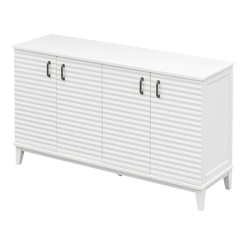 Sideboard with 4 Door Large Storage Buffet with Adjustable Shelves and Metal Handles for Kitchen