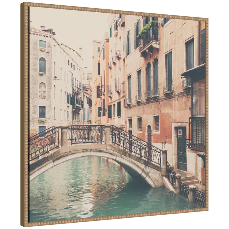 Kate and Laurel Sylvie Wandering The Streets of Venice Framed Canvas by Laura Evans - 30x30 - Natural