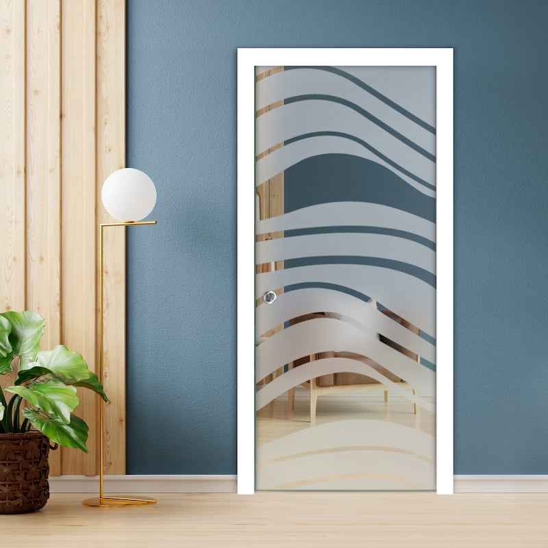 Pocket Sliding Glass Door With Bamboo Design - 28"x84" - Semi Private
