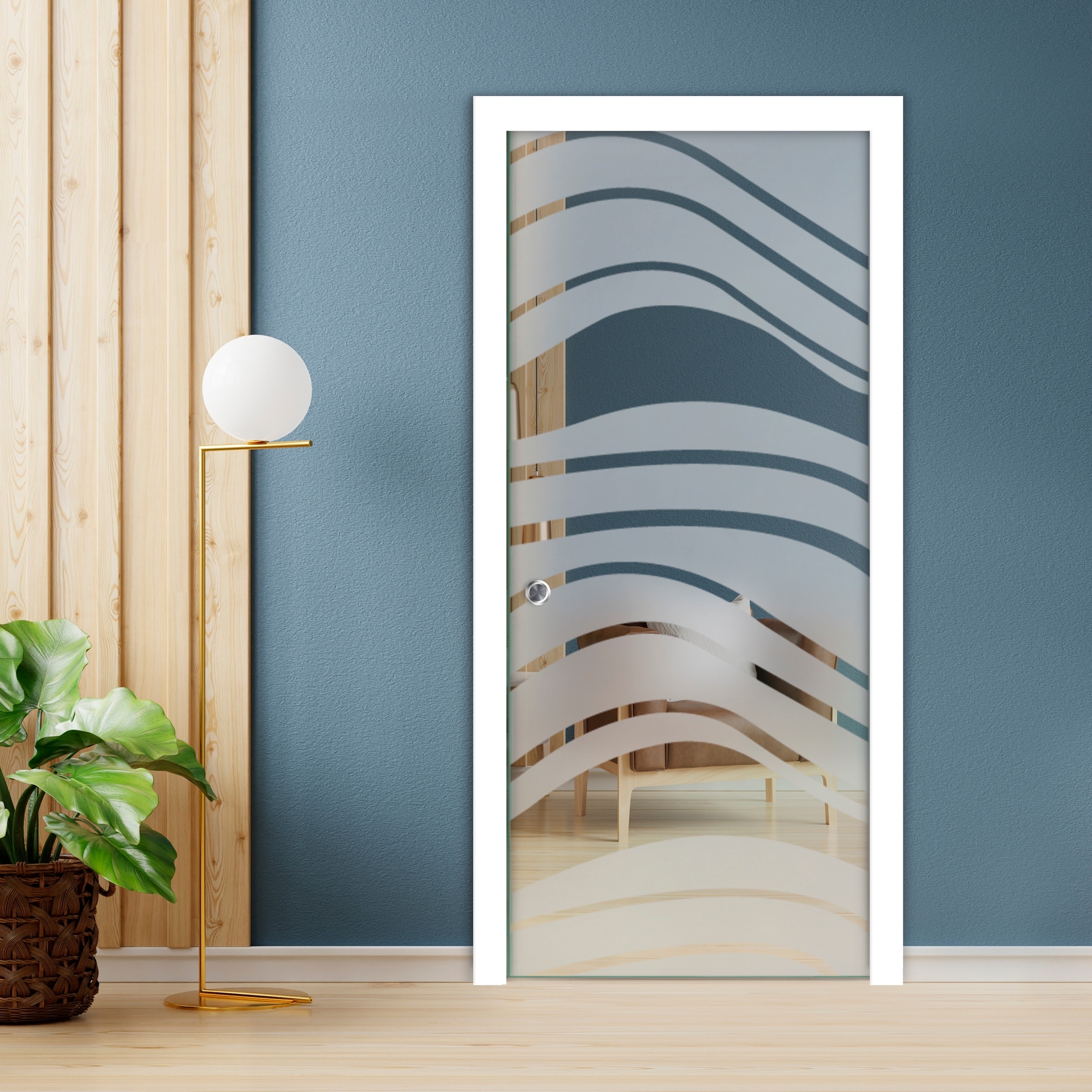 Pocket Sliding Glass Door With Bamboo Design