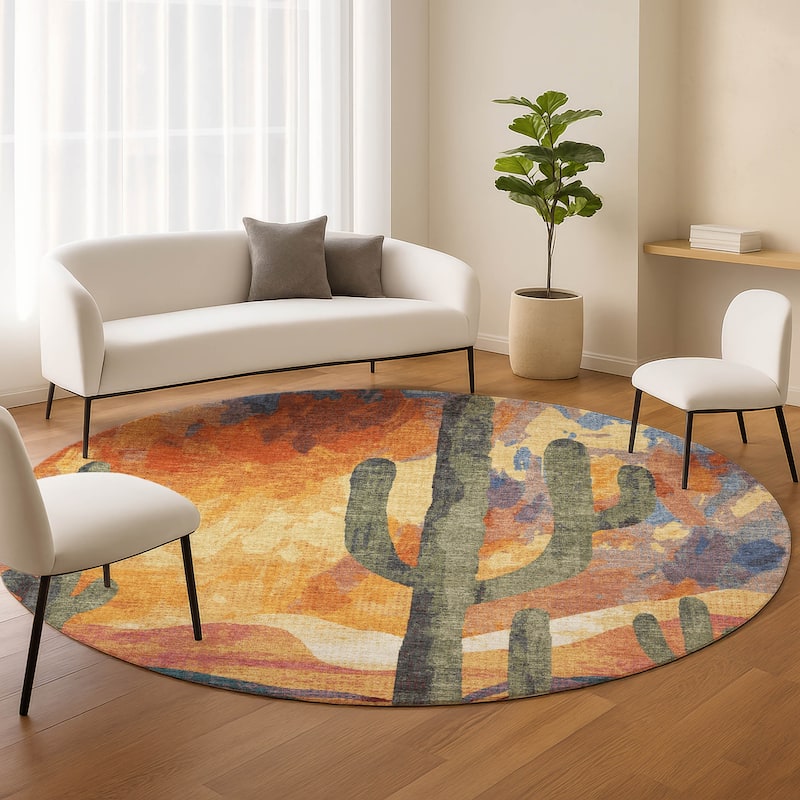 Machine Washable Indoor/ Outdoor Desert Inspiration Chantille Rug