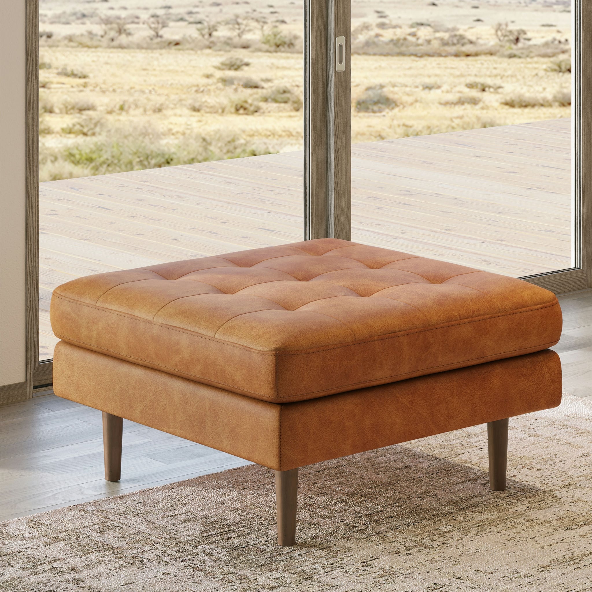 Poly & Bark Napa Ottoman - Full Grain Genuine Italian Leather