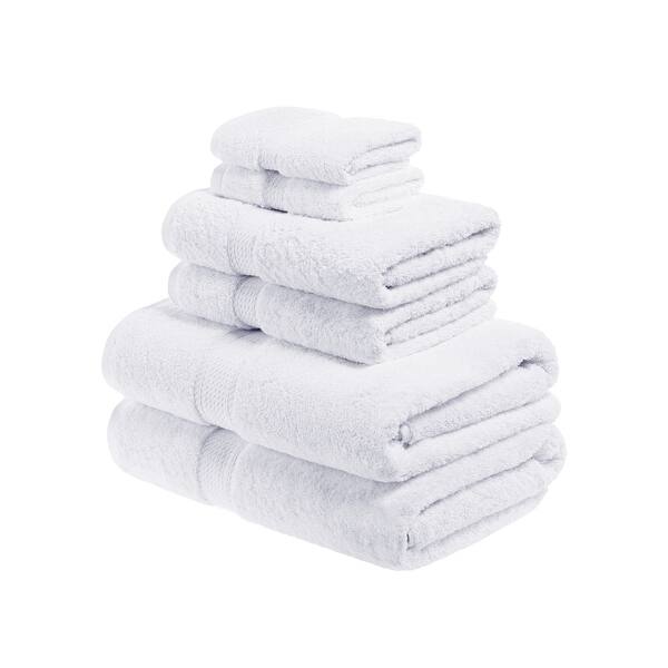 Superior Egyptian Cotton Heavyweight Solid Plush Towel Set - 6-Piece Set - White