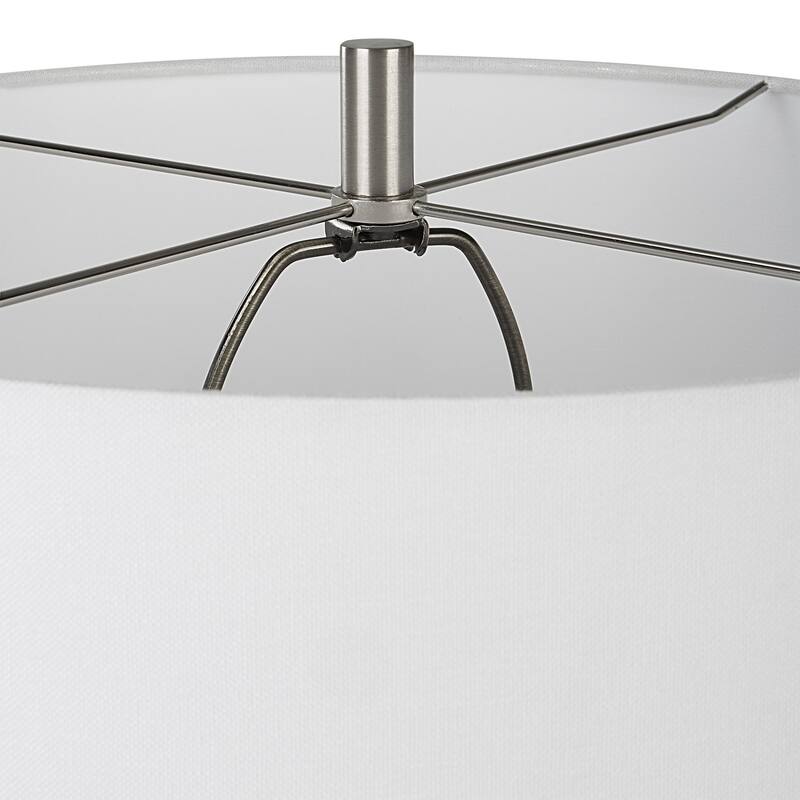 Rustic Style Ceramic Table Lamp with Drum Shade - 28.5" - Cream and Gray