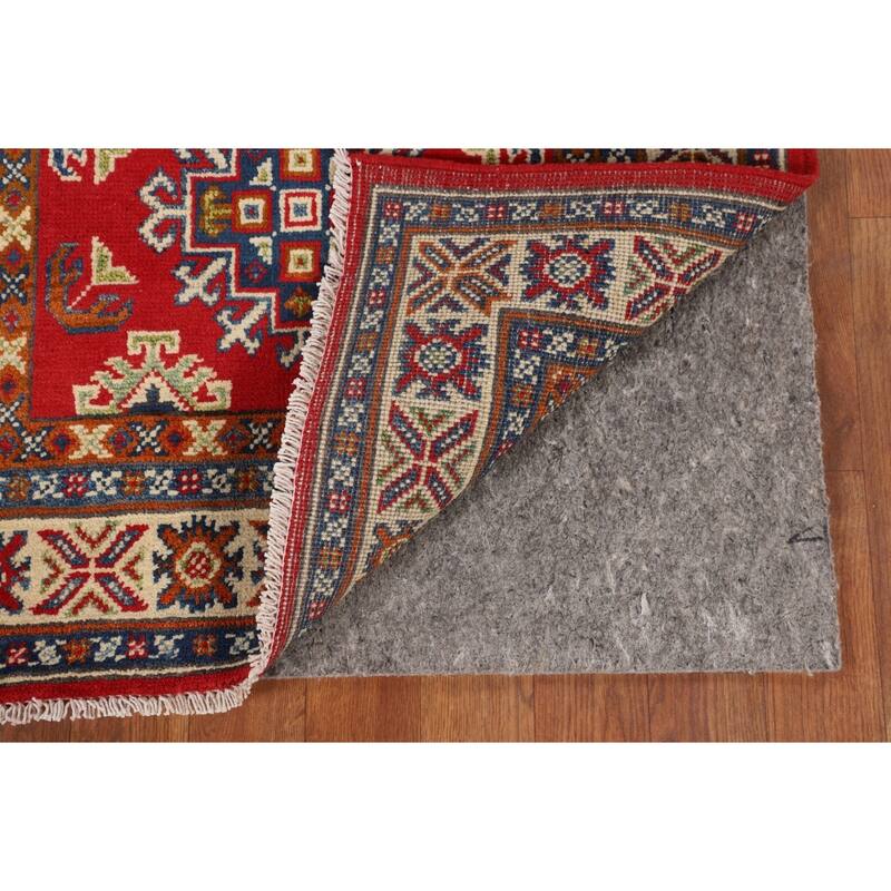 Geometric Red Kazak Oriental Accent Rug Bedroom Handmade Wool Carpet - 2'8" x 4'3"