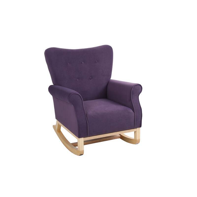 Velvet Nursery Rocking Chair with High Back and 250lb Capacity