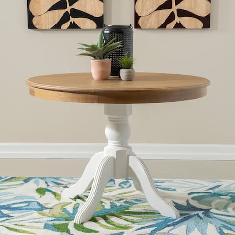 Josie Two-tone Round Solid Wood Pedestal Table