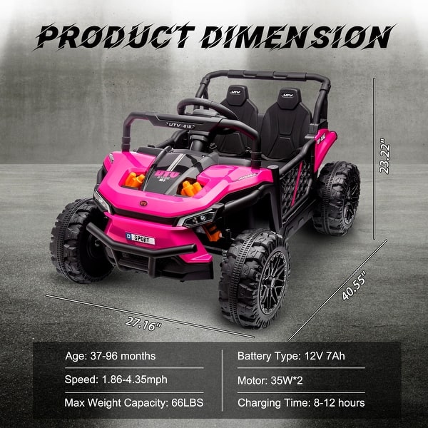 dimension image slide 3 of 4, 12V 7AH Kids Electric UTV with Remote Control