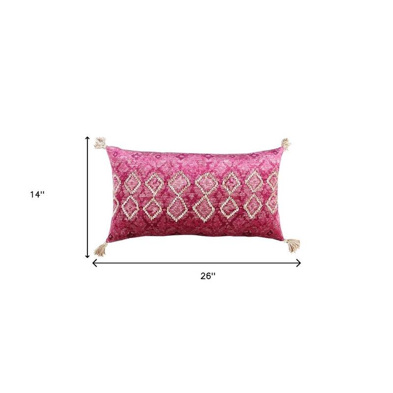 Pink Textured Diamond Velvety Lumbar Pillow