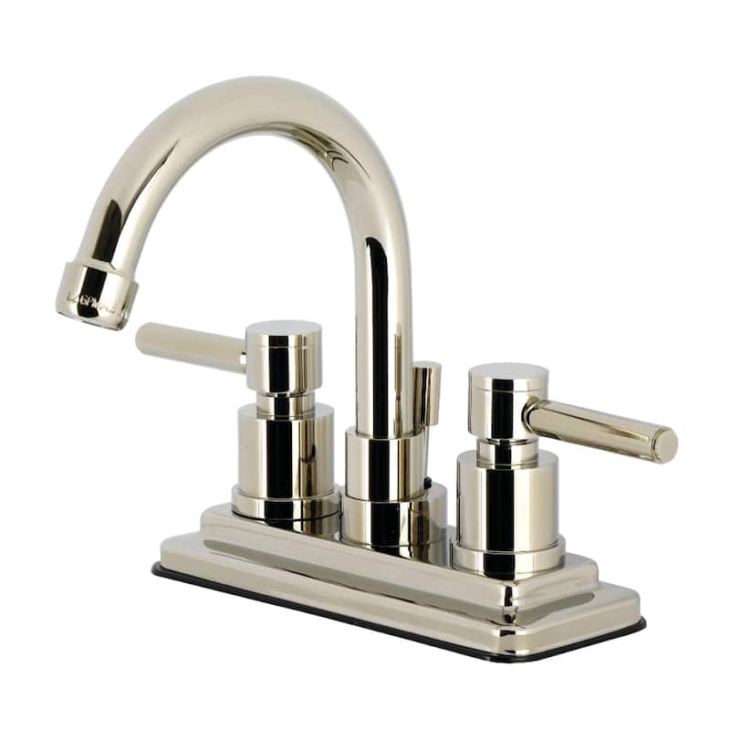 Kingston Brass Concord Two-Handle 3-Hole Deck Mount 4" Centerset Bathroom Faucet with Brass Pop-Up - Polished Nickel