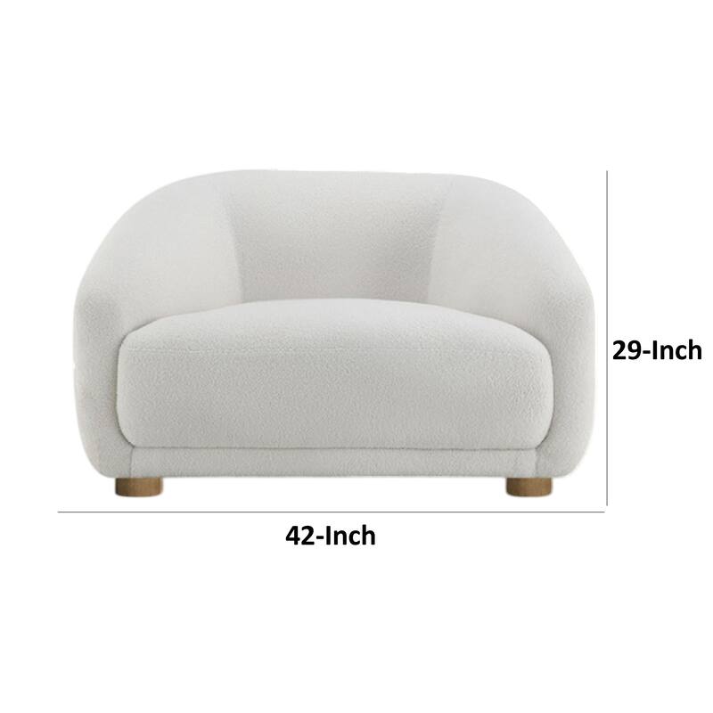 Oliver Accent Sofa Chair, Round Back Sloped Arms, Soft White Boucle