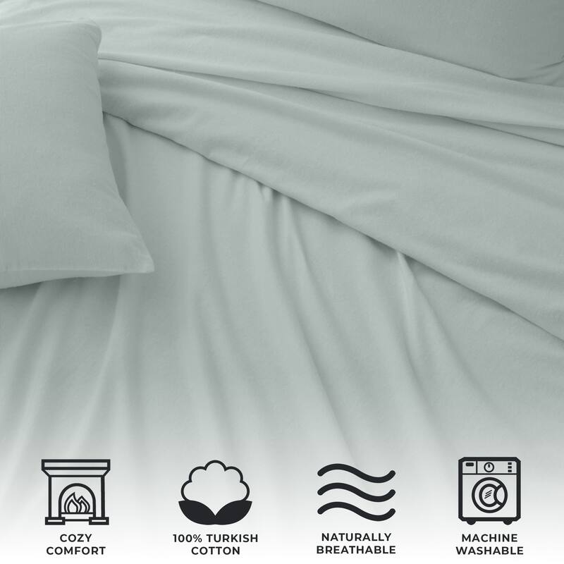 Ultra Soft 100% Turkish Cotton Flannel Double Brushed Solid Sheet Set
