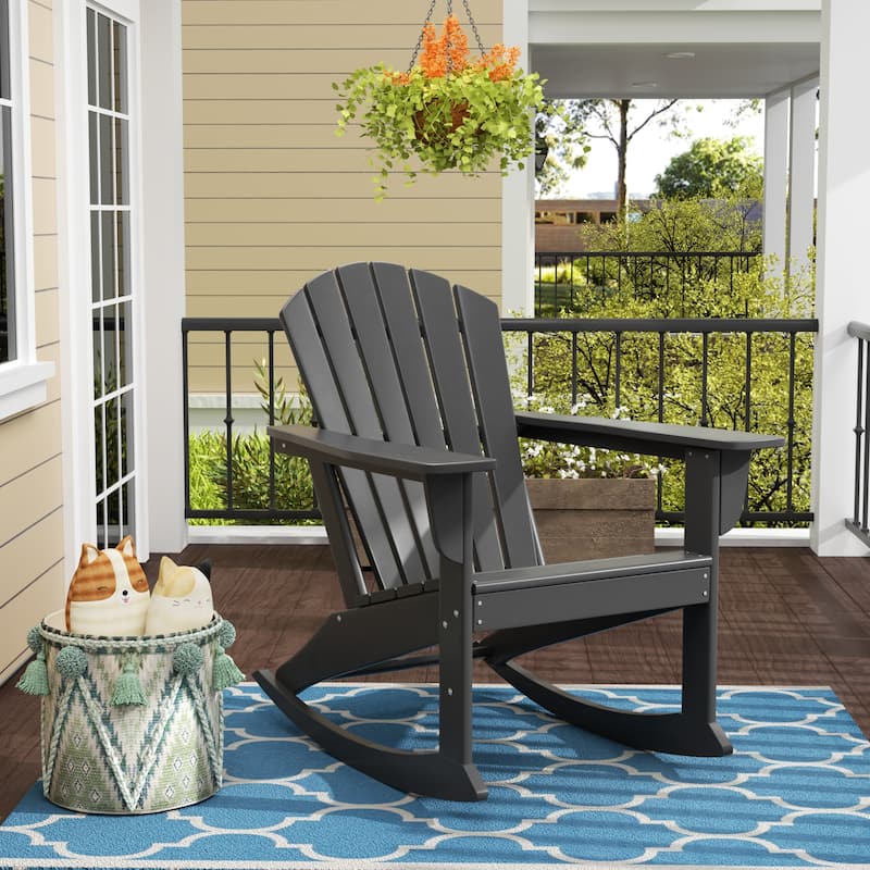 Laguna Hdpe All Weather Outdoor Patio Rocking Chair - Gray