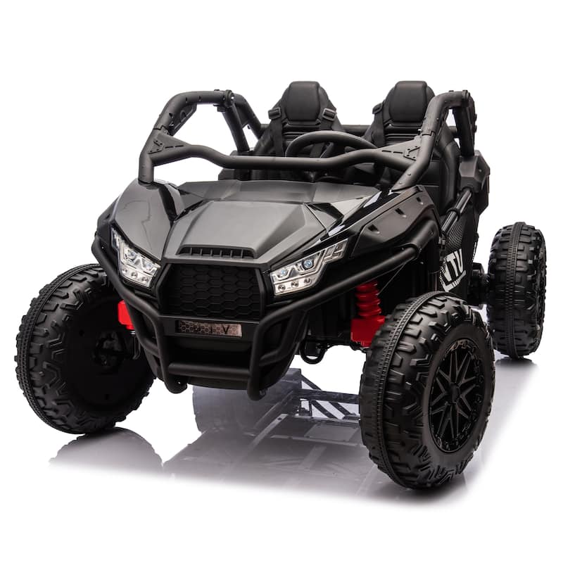 24V 2-Seater Kids Electric UTV Ride-On for Ages 3+, Remote Control with 400W Motor & Bluetooth - Black