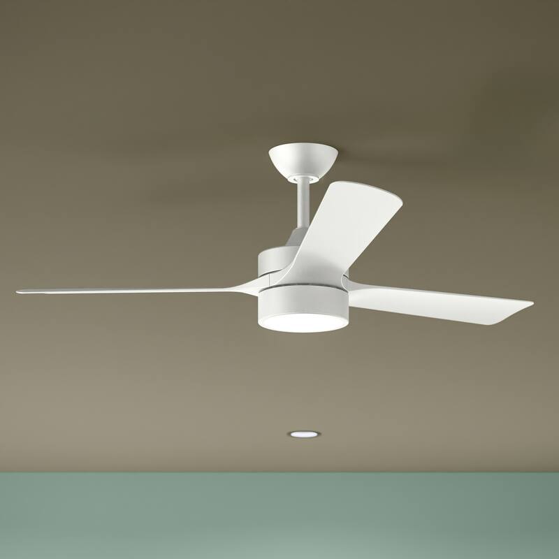 Axion 3-Blade Modern LED Ceiling Fan with Matte Blades - Matte White - Rotary Switch