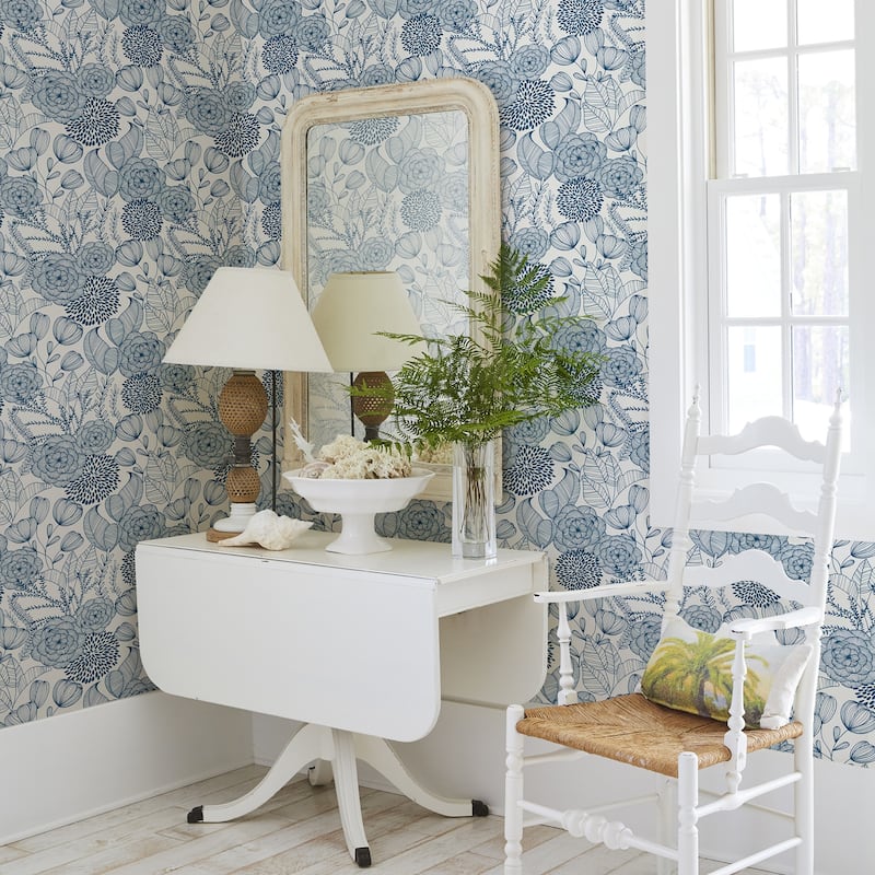 A-Street Prints Alannah Navy Botanical Wallpaper
