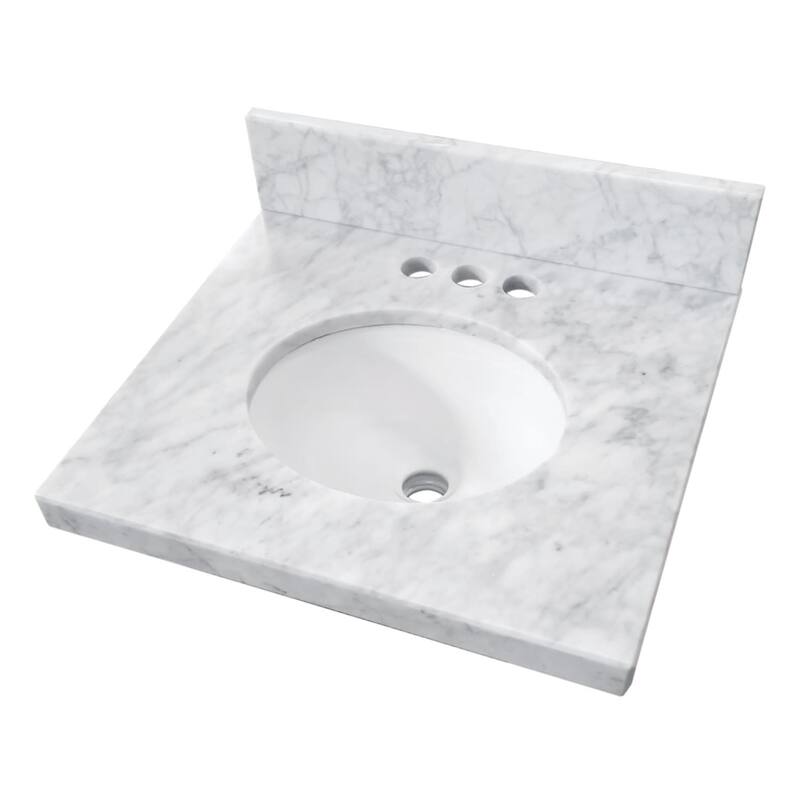 Kingston Brass KVPB1917M34 Edwardian 19" Rectangular Brass, Marble - Carrara White