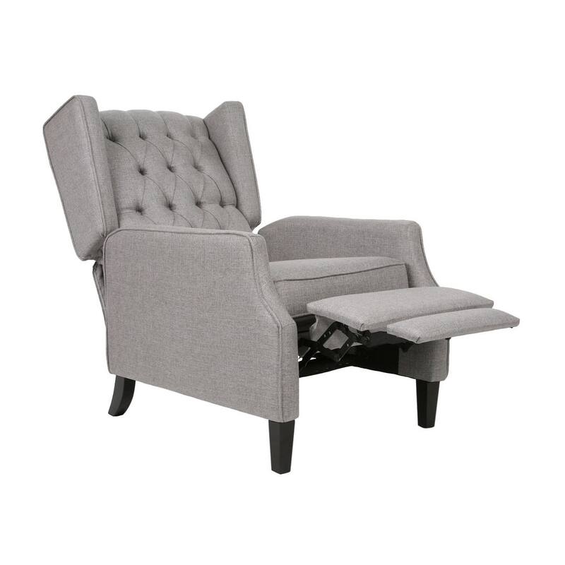 Modern Fabric Recliner with Wingback Design and Tufted Upholstery by Christopher Knight Home